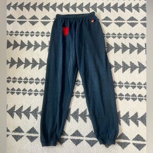 Aviator Nation Black Joggers with Red Heart